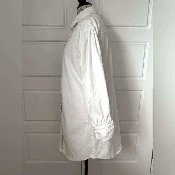 Avec les filles Anthropologie white Oxford button down shirt dress sz medium - Picture 4 of 9